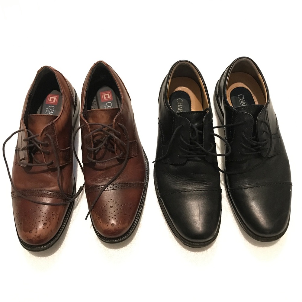 2 Pairs Men's Chaps Oxford Leather Dress Shoes